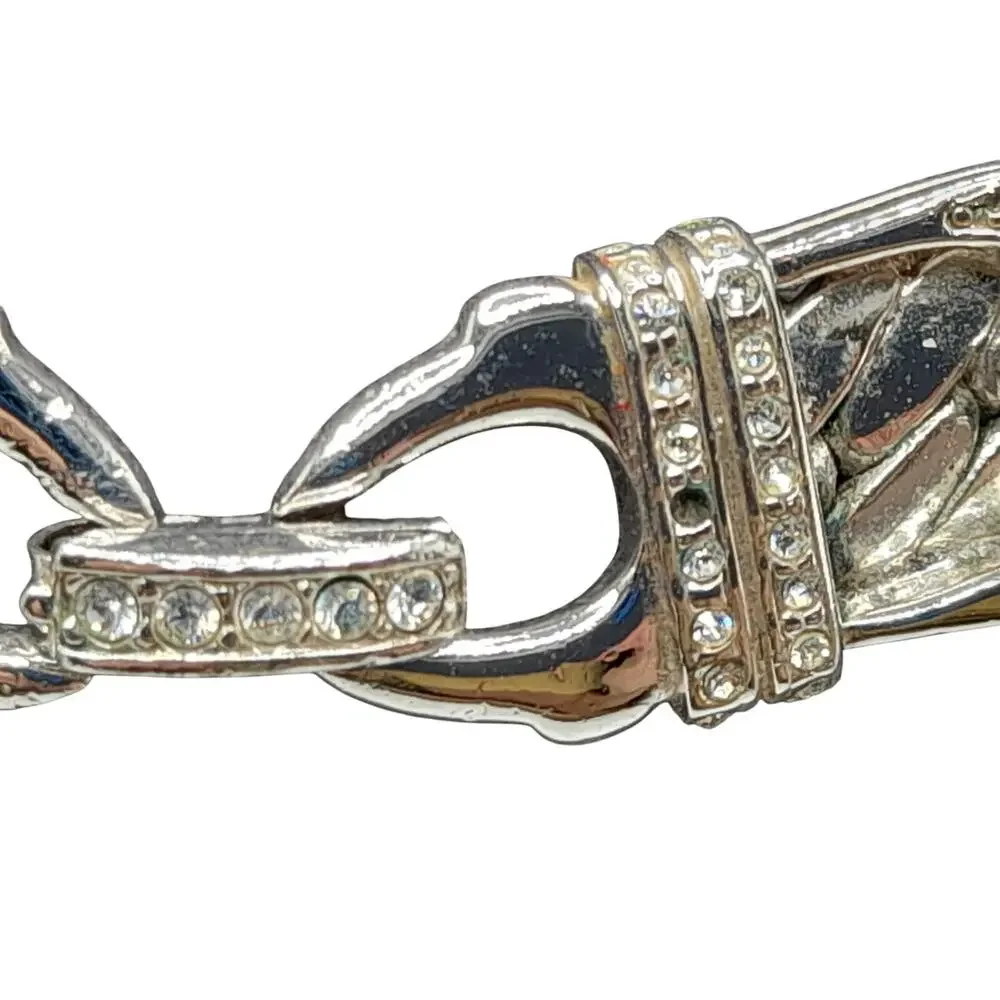 Vintage Foxtail Chain Choker Necklace, Rhodium Plated, 17